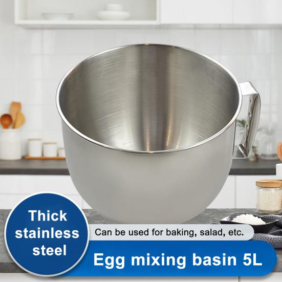 Чаша для смешивания премиум-класса, 5 л, нержавеющая сталь 304, глубокая, защищенная от брызг, нескользящая ручка, можно мыть в посудомоечной машине, идеально подходит для тортов