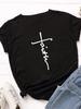 Faith Letter Print Women T Shirt Short Sleeve O Neck Loose Women Tshirt Ladies Tee Shirt Tops Clothes Camisetas Mujer