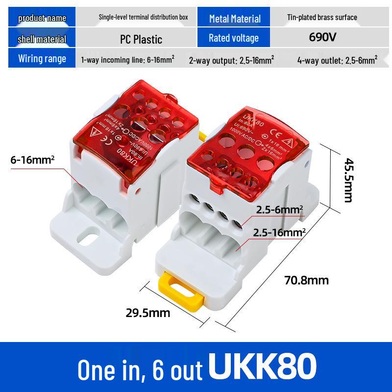 UKK High Current Unipolar Rail-Mounted Distribution Terminal Block