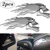 Motorbike Motorcycle Tank Car Sliver Flaming Skull 3D Gel Sticker Decal L/R Pair