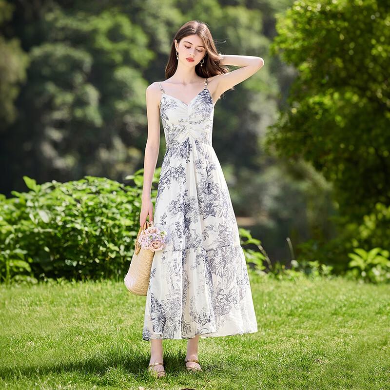 Элегантное платье-миди без рукавов с принтом, А-силуэта