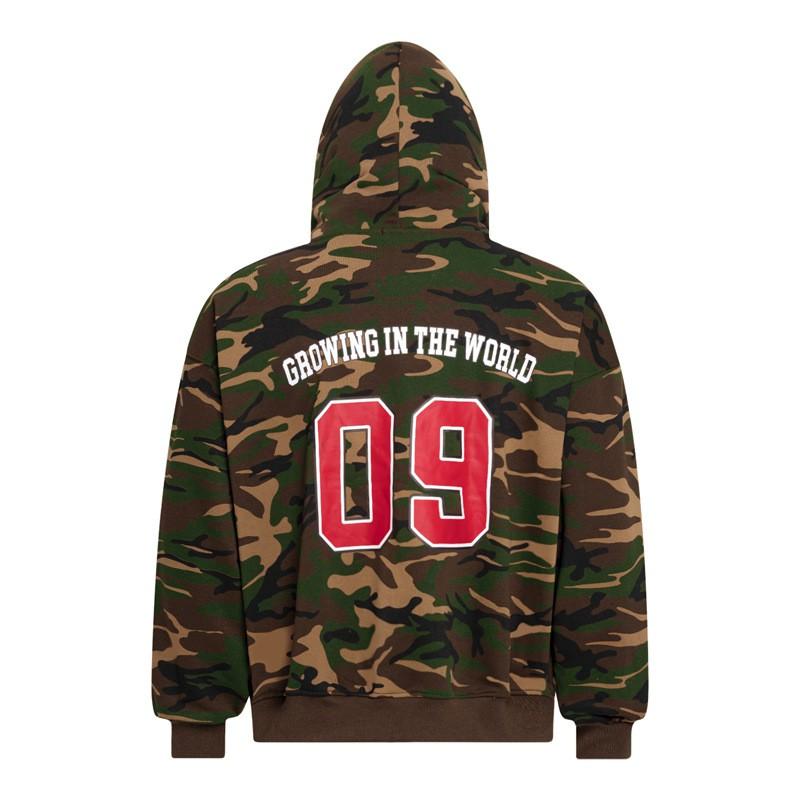 Unisex Oversized Hooded Zip-Up Sweatshirt With Letter Print Camo 2026 Casual Streetwear