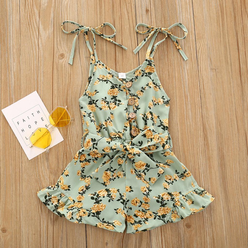 Летний комбинезон без рукавов для девочек, небольшой комбинезон с цветочным принтом, костюм для альпинизма
