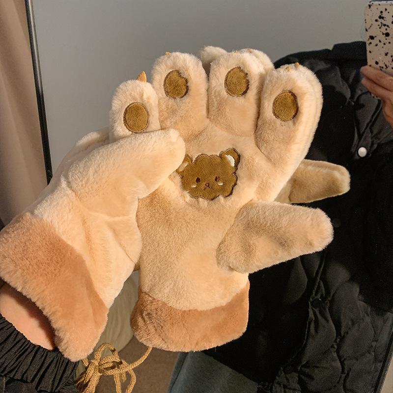 Перчатки Bear для девочек, зимние, теплые, с утолщением из флиса, Bear PAWS, Bear PAWS, для велоспорта, для любителей зимы, с шейным воротником