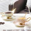 2025 Luxury-Style European Bone China Coffee Cups Patterned Ceramic Mug For Afternoon Tea Marble-Textured Sophisticated Cup