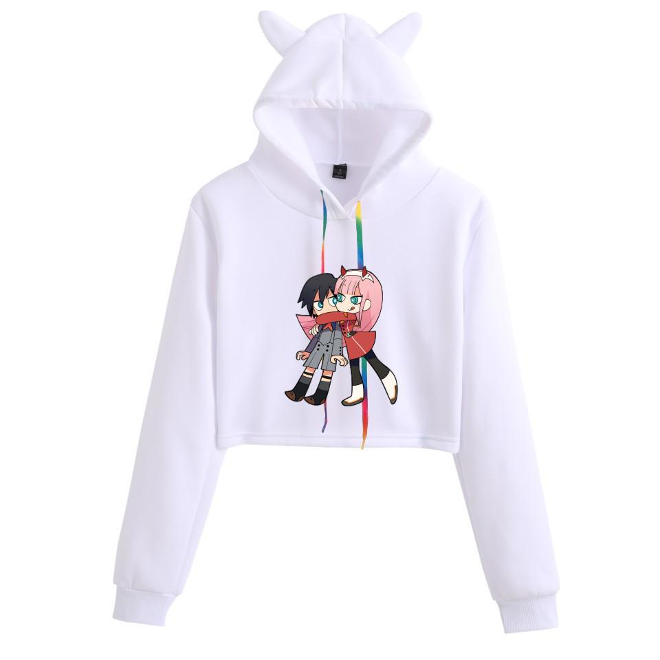 Женский укороченный худи Zero Two Darling in the Franxx с кошачьими ушками