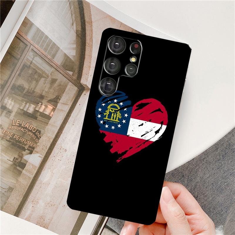 Georgia State Flag Phone Case For Samsung Galaxy S25 Ultra S9 S10 S20 S21 S22 S23 S24 Plus S24 FE Bumper Cover