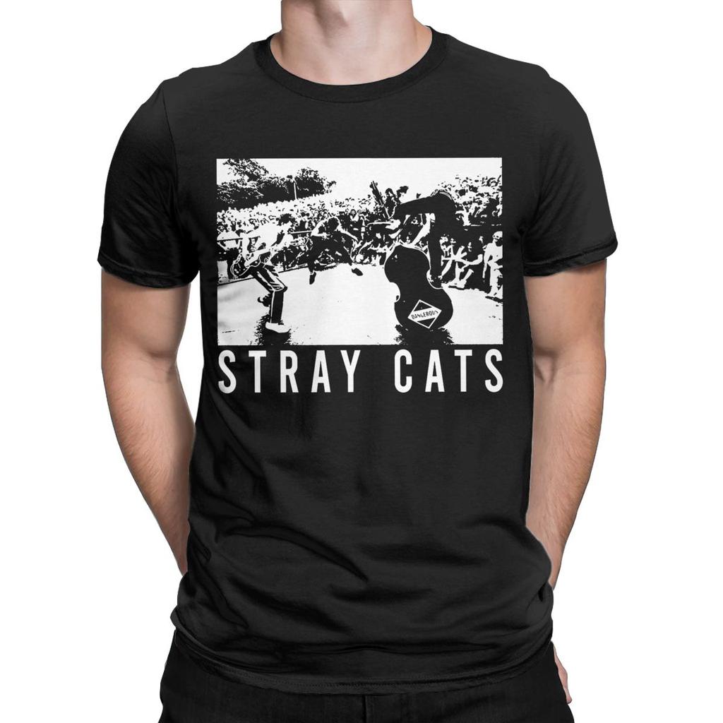 Новинка Футболки Stray Cats для мужчин с круглым вырезом, 100% хлопок, футболки с коротким рукавом, одежда больших размеров