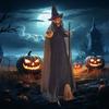 6'2" Witch with Broomstick Halloween Animatronic, with Glowing Eyes