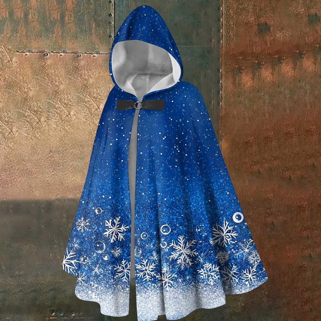 Christmas Print - Unisex Retro Vertical Cape Long Hooded Cape