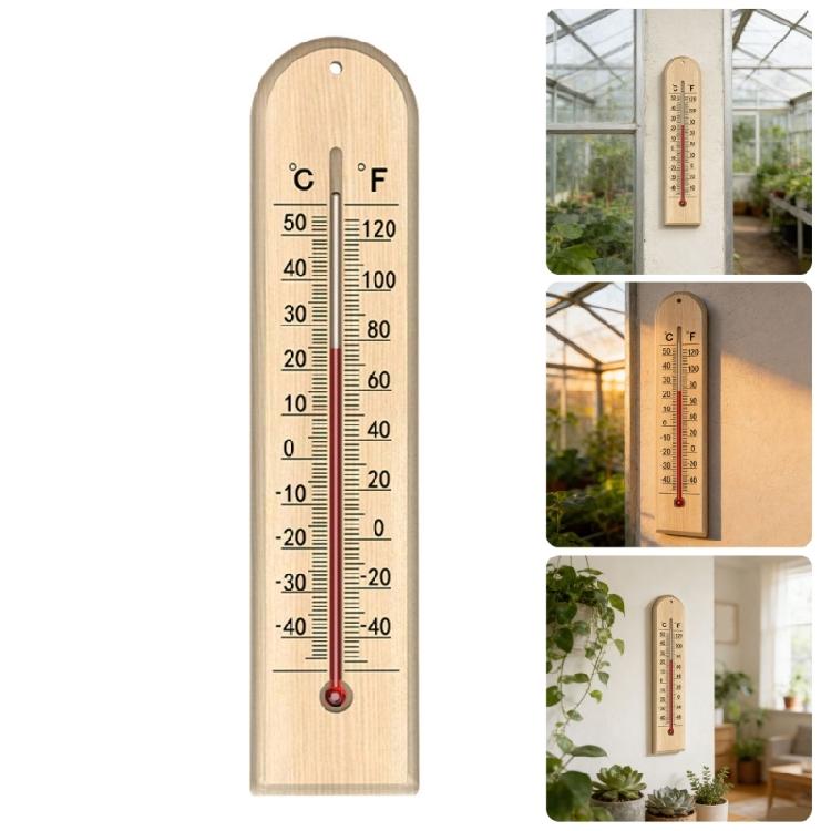 Wooden Temperature Gauge for Home and Office Large Display Accurate Measurement -40℃ to 50℃ Safe Kerosene Wall Mount Easy to Read