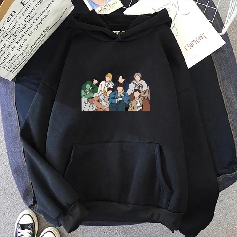 Осенне-зимняя толстовка с капюшоном женская унисекс та же толстовка Bts граффити принтованная толстовка с капюшоном модная толстовка с капюшоном