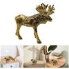 Elegant Antiqued Brass Moose Statue Sculpture Realistic Deer Elk Miniature Figurine Home Desktop Decorative Ornament