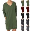 Women's Solid Color V-neck Top Long Sleeved Loose Top