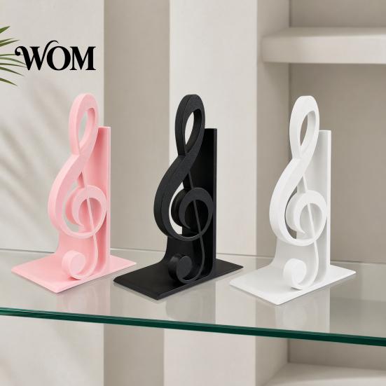 Book Display Decor 3D Printed Music Note Bookend, Decorative Shelf Organizer, Modern Desk for Home Treble Clef Table Ornament Office Study, Heavy Base