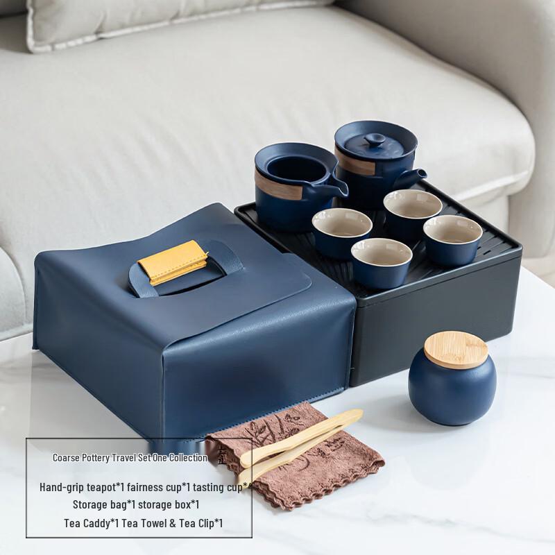 Rough Pottery Gradient Blue Tea Set