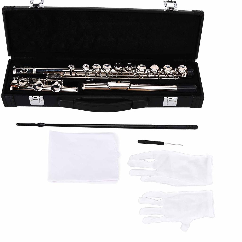 C Tone Flute 16 Closed Hole Cupronickel Flutes Wind Instrument Assembly Kit for Beginners