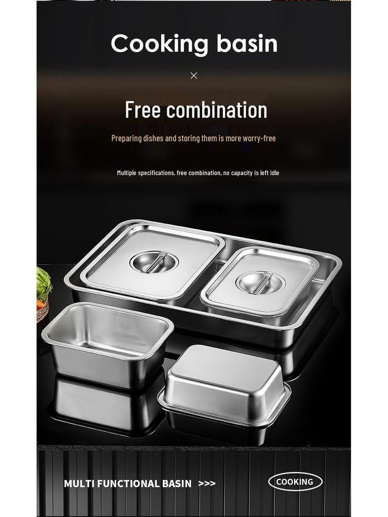 Очень большой глубокий прямоугольный самообслуживаемый пищевой бассейн из нержавеющей стали 304 с крышкой