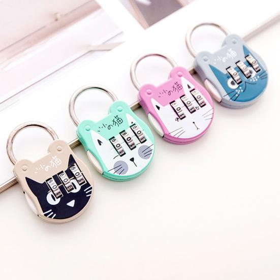 Code Number Lock Anti-theft High Strength Accurate Cute Cat Mini Luggage Suitcase Number Password Lock for Dorm Drawer