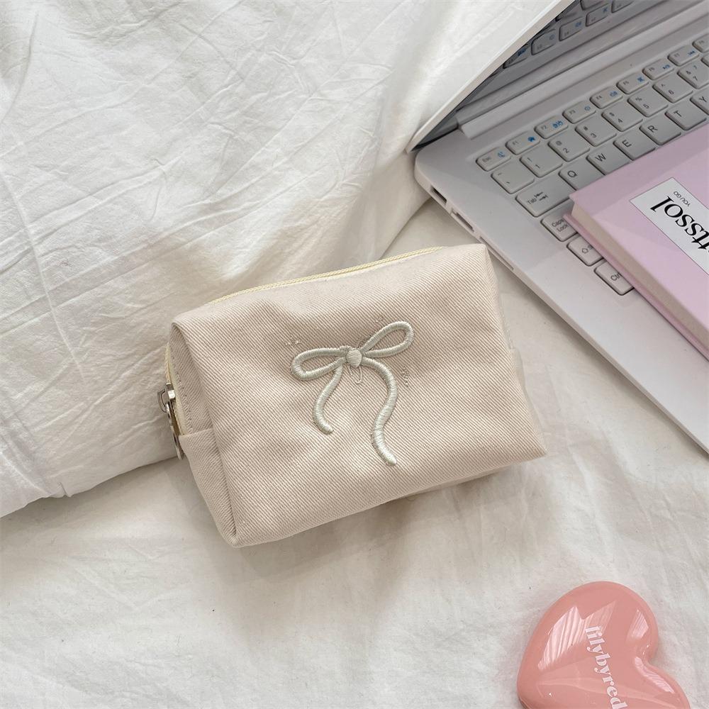 Bowknot Bow Coin Purse Portable Cosmetic Bag Square Sanitary Napkin Storage Bag  Travel