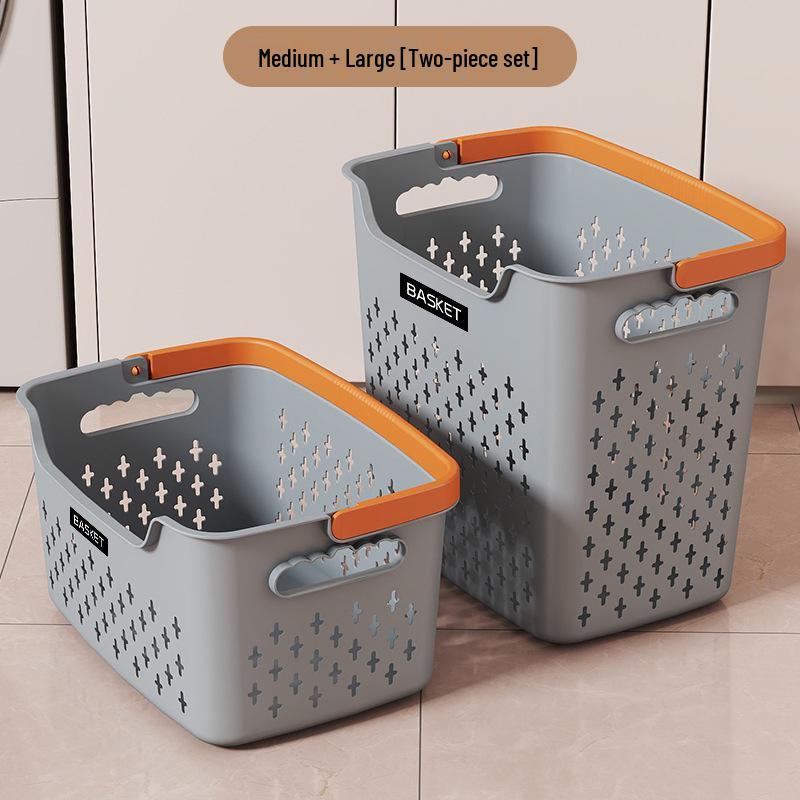 Large Capacity Plastic Laundry Basket - Handheld Dirty Clothes Hamper for Bathroom and Household Storage