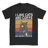 Мужская футболка I Like Cats And Coffee, винтажные футболки с коротким рукавом и круглым вырезом, хлопковая оригинальная одежда