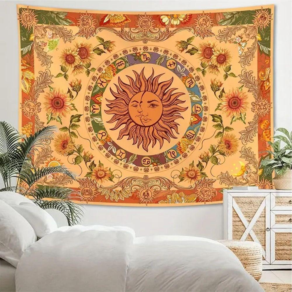 Mandala Style Sun Tapestry Sun and Moon Wall Rug Backdrop Wall Hanging Blanket Home Decor