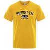 New American Unisexs summer retro  Brooklyn letter print micro elastic breathable round neck Tshirt outdoor urban casual top