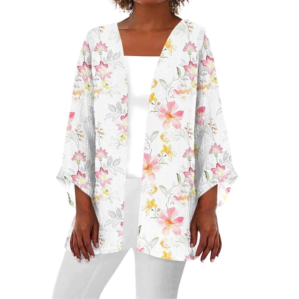 Женская повседневная модная легкая куртка средней длины с принтом в стиле ретро, ​​кардиган