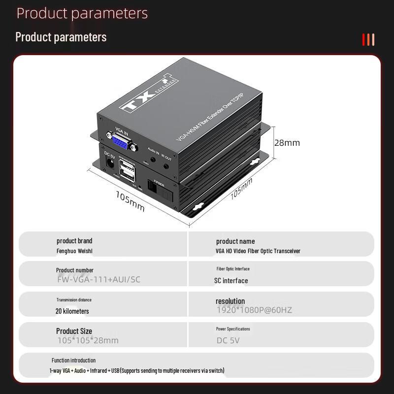 Fenghuoweishi VGA Fiber Optic Extender Kit
