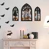 3Pcs Gothic Arched Window Wall Mirror Set Self-Adhesive Cathedral Arched Mirror Rustic Farmhouse Accent Mirror for Home Decor