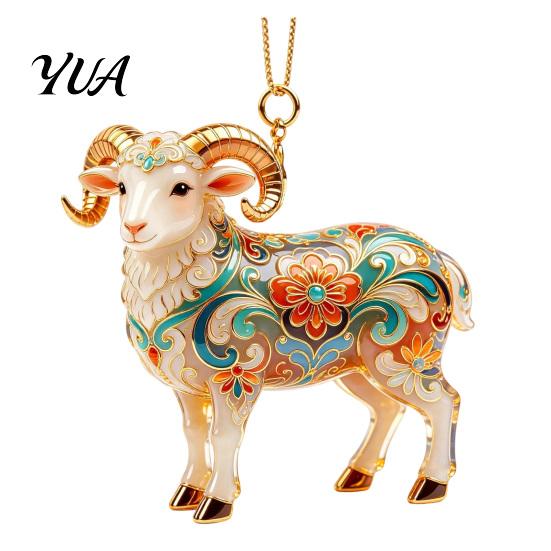 Reusable Seasonal Home Decor 2D Acrylic Goat Christmas Ornament, Cute Animal Sheep Hanging for Easy Festival Decoration Tree, Holiday Party