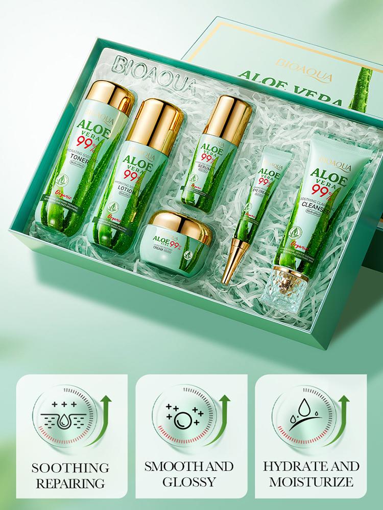 Aloe Vera Beauty Успокаивающий увлажняющий роскошный набор из 6 предметов для отбеливания, устранения морщин, антивозрастного ухода за кожей Уход за светлой и проблемной кожей