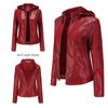 European and American Style Women's Faux Leather Jacket with Fleece Lining, Hooded, Short Length, Warm and Casual Jacket for Autumn and Winter.