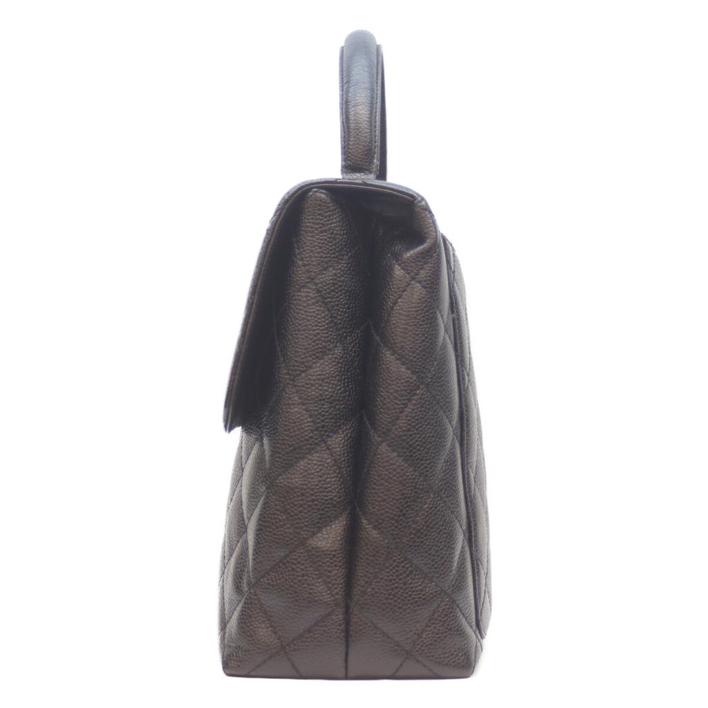 CHANEL No. 6 A12397 Black Caviar Silver Hardware Matelasse Top Handle Brief Handbag Black / SV HardwareUsed