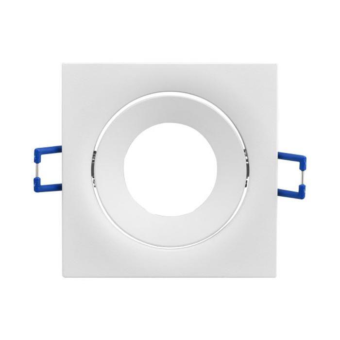 Lot de 10 fixations spots BRAYTRON Tetra-E3, carré, blanc, orientable, longueur et largeur 90mm, aluminium