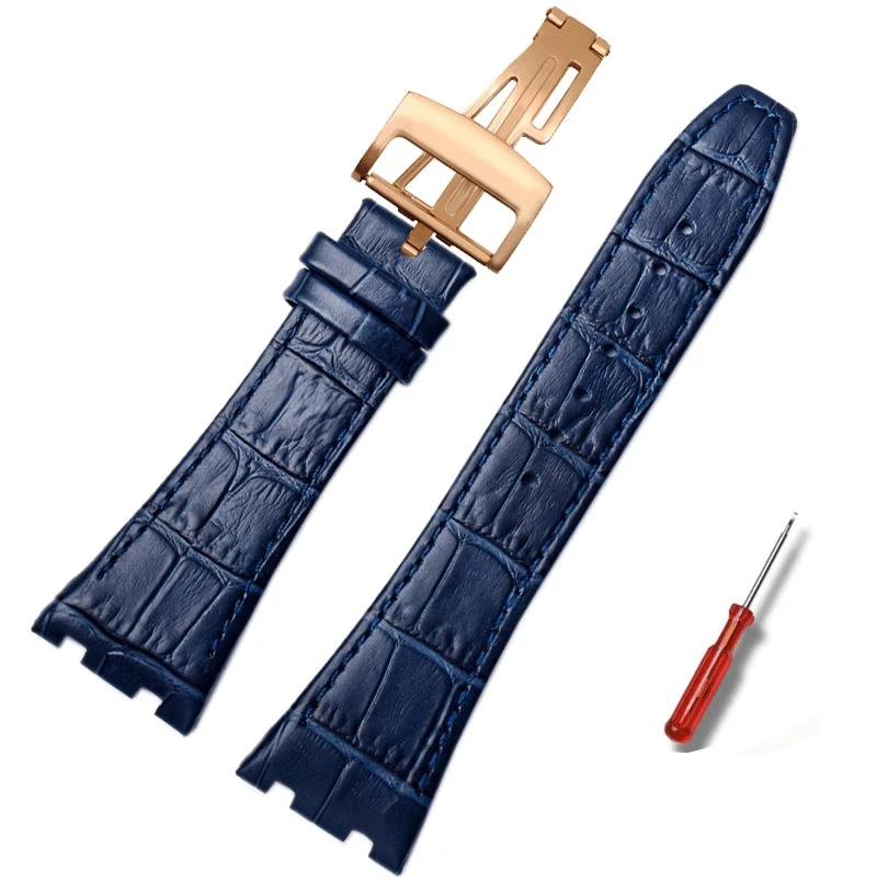 Top Layer Genuine Leather Watch Strap for AP Audemars15400 Royal Oak Offshore Series Male 26mm Blue Black Brown Watchbands