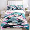 Virtual Vocaloid Character Print 3Pcs Bedding Setduvet Cover With 2 Bedropillowcase Home Birthday Gift
