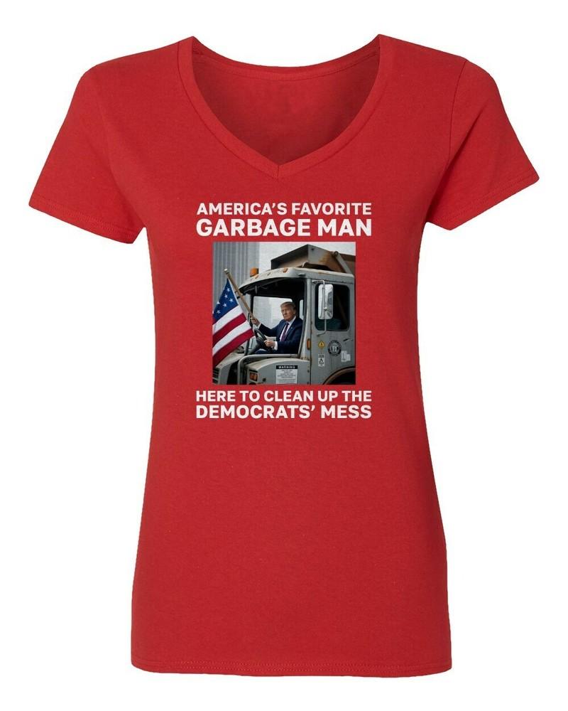 Trump Garbage Man Cleaning Gemocrats' Mess Elections Ladies' V-Neck Tshirt Unisex T-Shirt