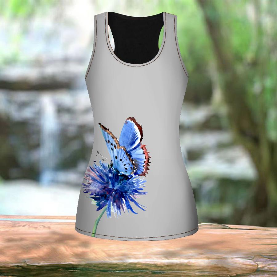 Женские летние спортивные рубашки с 3D розовым принтом бабочки для занятий йогой и тренажерным залом, жилеты больших размеров