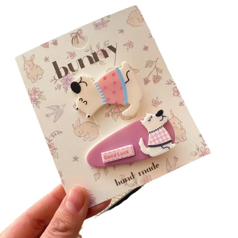 2 шт. заколки для волос с изображением мультяшного кролика для детей, цветные акриловые забавные заколки для волос в виде животных, аксессуары для волос для девочек