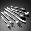 304 Stainless Steel Knives, Forks, Spoons, Crescent Moon Series Hotel Western Tableware, Steak Knives and Forks, Heavy and Titanium-plated Spray Paint