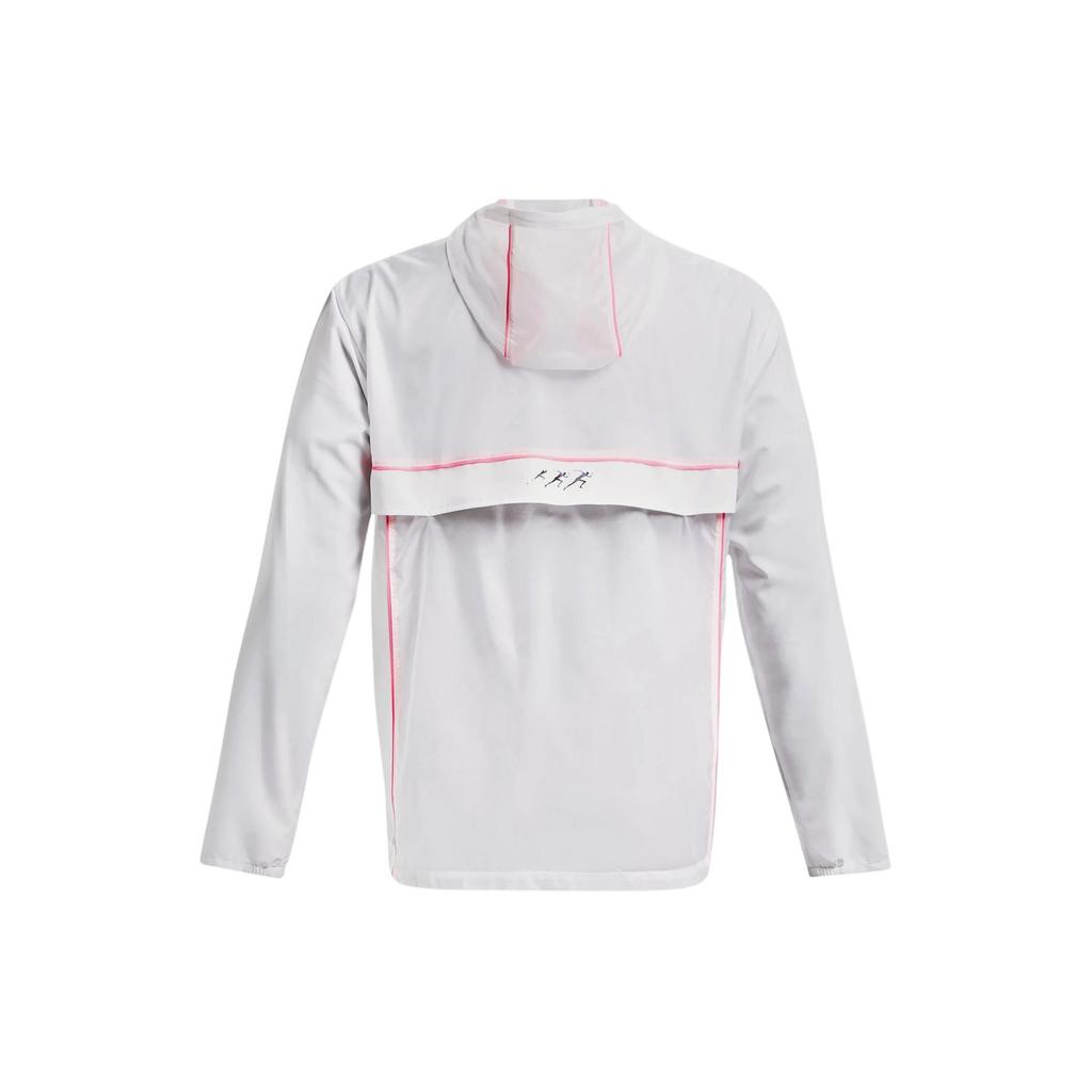 Under Armour Run Anywhere Striped Hooded Breathable Jacket Men Jacket White 1374229-100