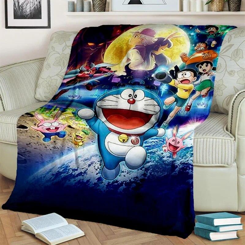 3D Printing D-Doraemon Anime Cartoon Blanket,Soft Throw Blanket for Home Bedroom Bed Sofa Picnic Travel Office Cover Blanket Kid