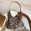 Leopard Print Fur Shoulder Bag for Women Autumn Winter Large Capacity Casual Women's Bags Shopping Bags