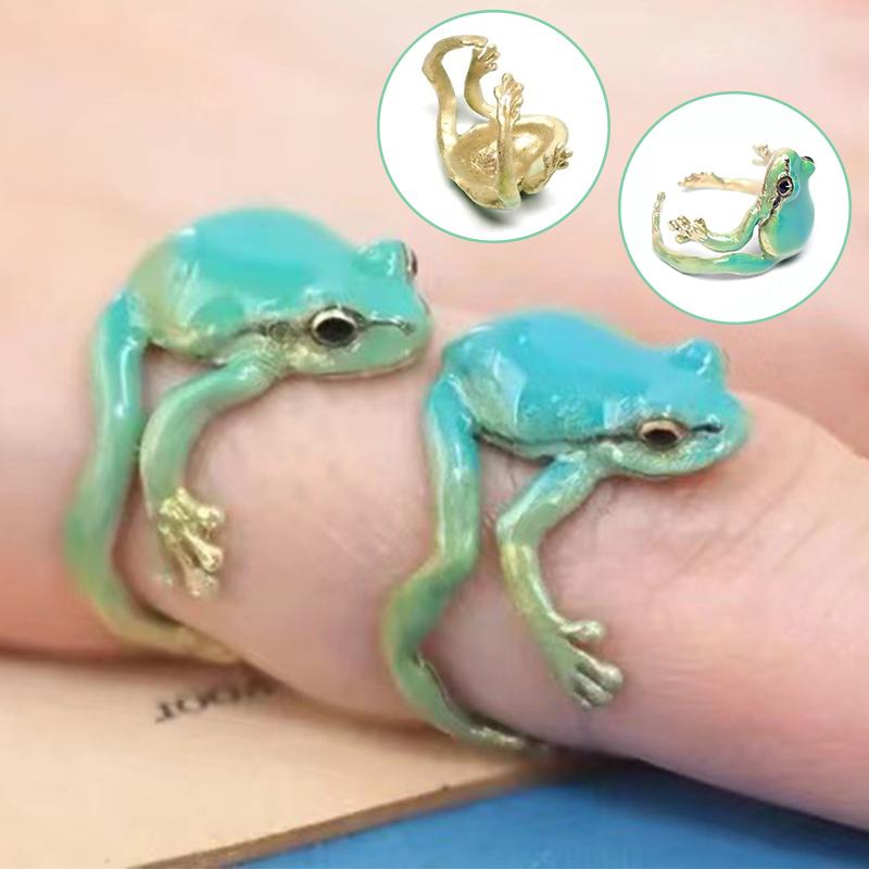 Women Frog Jewelry Jewelry for Adults Weird Green Ring Cute Open Frogs Shaped Ring Funny Cool Adjustable Tree