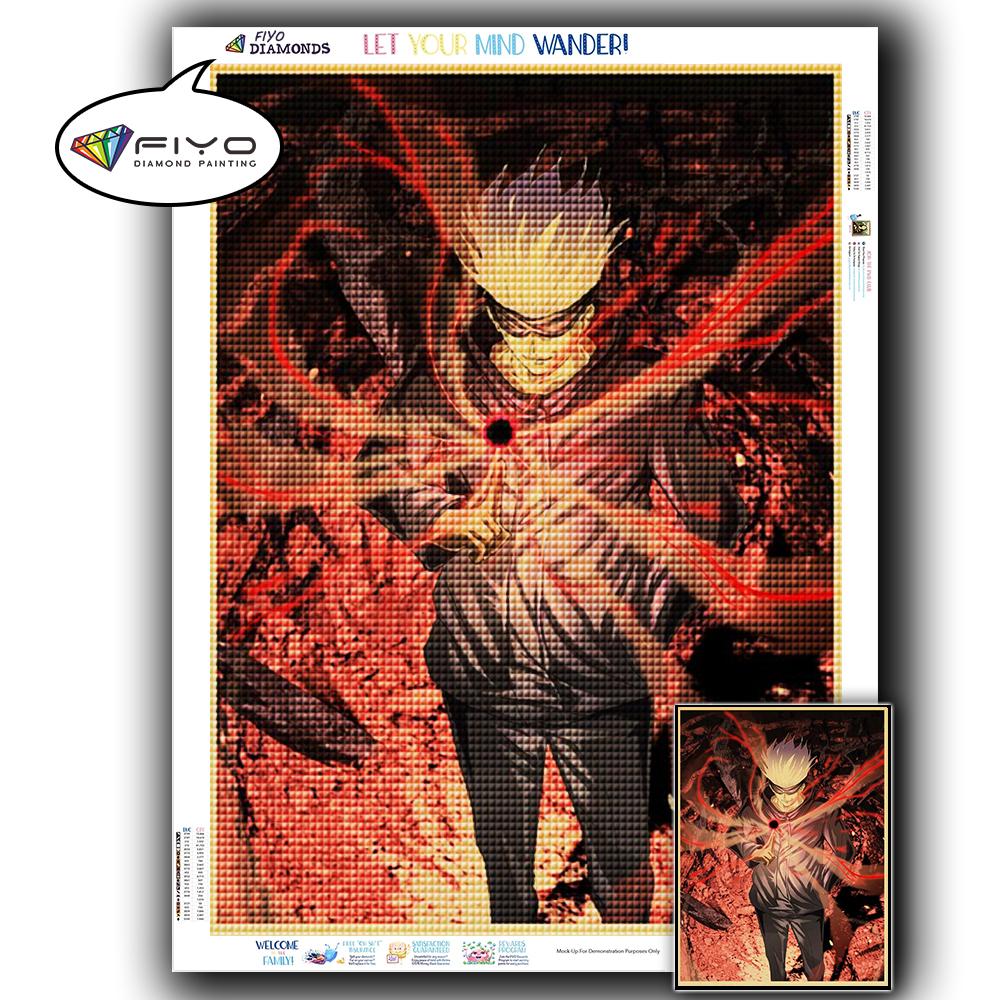 5D DIY Алмазная вышивка Аниме Дзюдзюцу Кайсен Картина Стразы Алмазная живопись Бумага Винтаж Плакат Алмазная мозаика Рукоделие Домашний декор