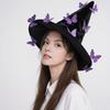 Witch Hat with 12 Butterflies Decor Twist Brim Halloween Parties Cosplay Dress Up Hat Witch Costume Accessory