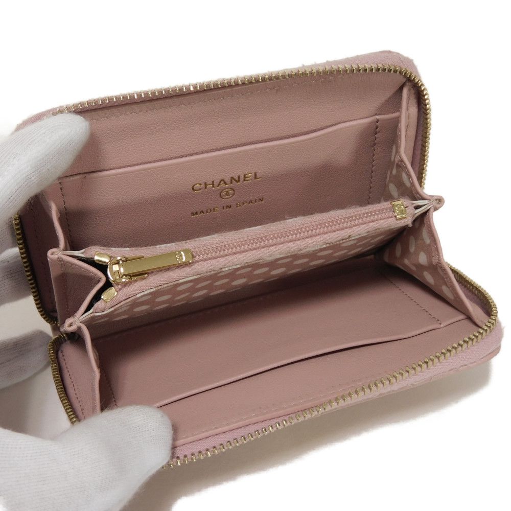 Б/у 10097 Кошелек для монет на молнии Coco Pearl AP3811 7943 COCO Mark CC Mark Точки Рандомный Мателье Розовый Бежевый Женский из Японии