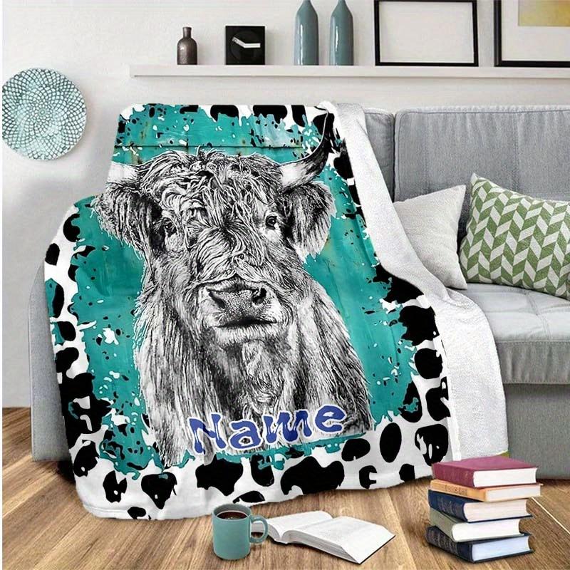 Cow Customize Your Name Blanket Warm Comfortable And Soft Blankets Are Suitable For Home Lunch Break Blanket Office Sofa Sofa Gift To Relatives And